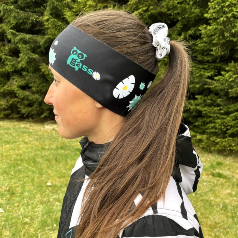 Sportovní čelenka - Kopretiny (černá)