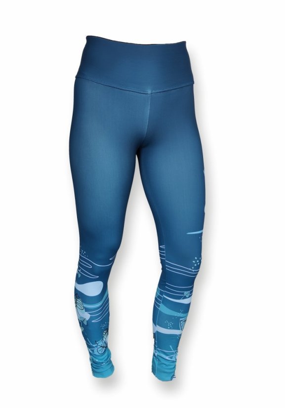 Legíny - Listí tyrkys - Varianta: Slabší, Velikost: XXL