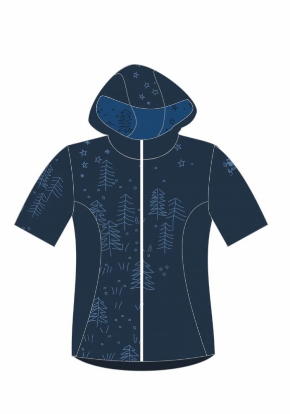 Vesta prošívaná - Kreslené hory - Varianta: S kapucí, Velikost: 116 - 122