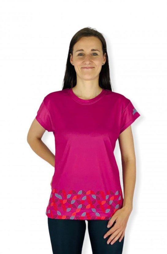 Dámské Triko - Retro vlnky fialová - Velikost: L