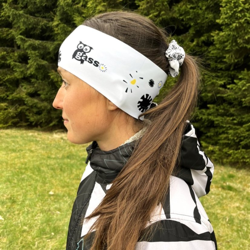 Sportovní čelenka - Kopretiny (bílá)