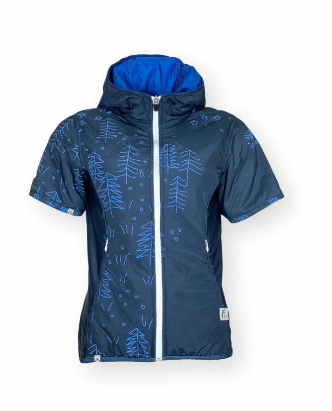 Vesta prošívaná - Kreslené hory - Varianta: S kapucí, Velikost: 116 - 122