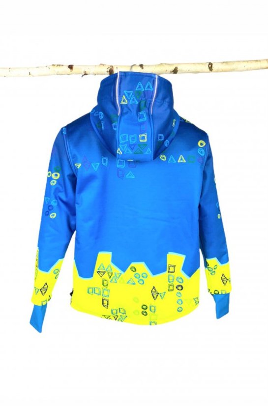 Bunda Softshell Čtverečky a Kolečka - Modrá - Velikost: M
