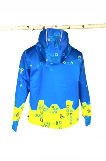 Bunda Softshell Čtverečky a Kolečka - Modrá - Velikost: XS