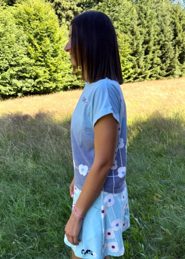 Triko krátký rukáv - Květina na provázku - Velikost: XS