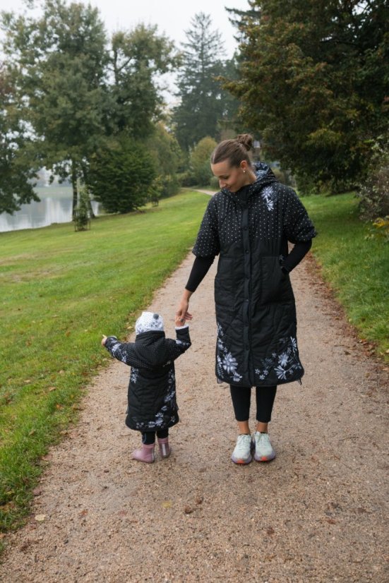 Dlouhá vesta prošívaná - Zimní květy