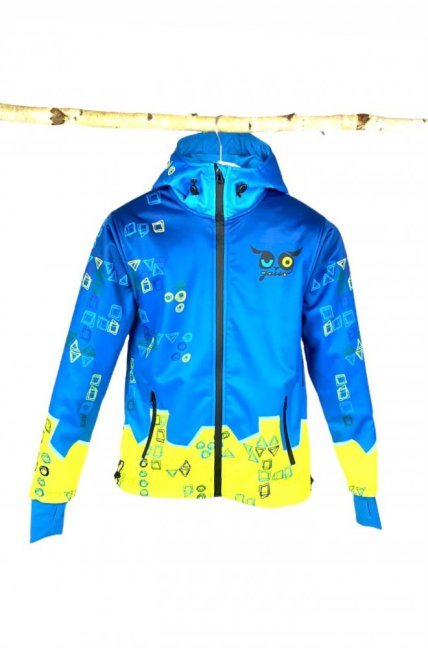 Bunda Softshell Čtverečky a Kolečka - Modrá - Velikost: XS
