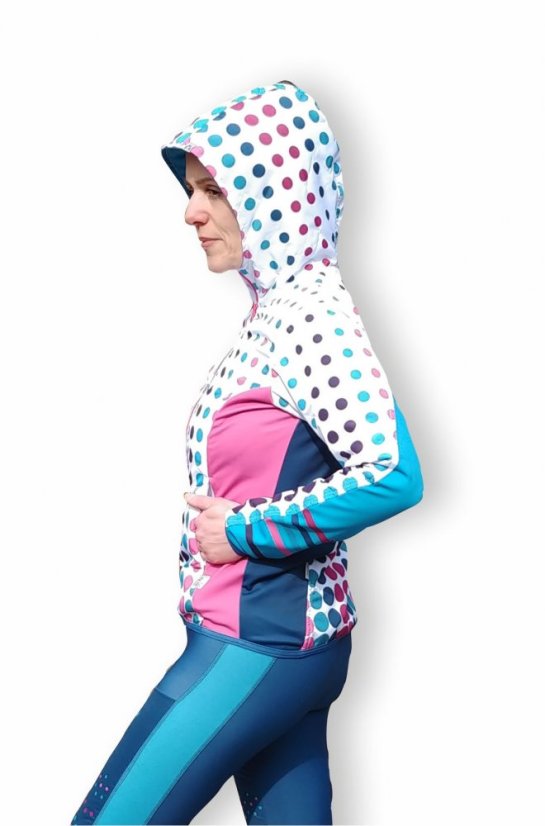 Bunda Prošívaná Puntíky - Tyrkys - Velikost: XL