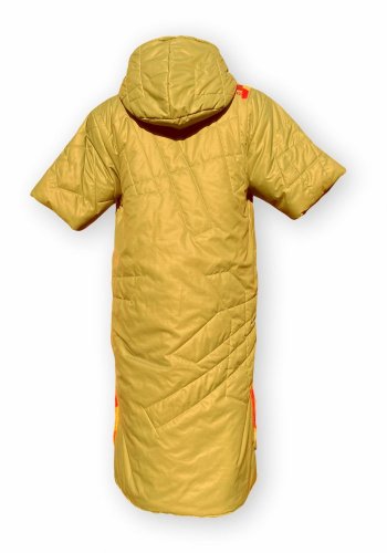 Dlouhá vesta prošívaná - Podzim - Žlutá - Varianta: S kapucí, Velikost: L