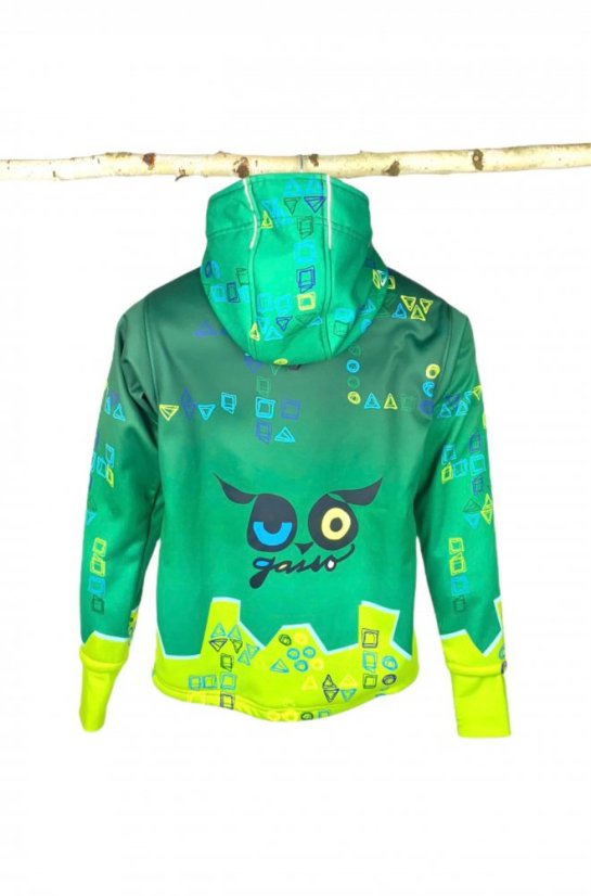 Bunda Softshell Čtverečky a Kolečka - Zelená - Velikost: 128 - 134