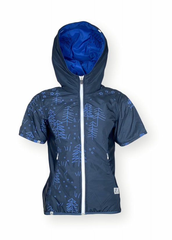 Vesta prošívaná - Kreslené hory - Varianta: S kapucí, Velikost: 116 - 122