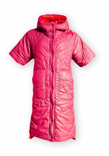 Dlouhá vesta prošívaná - Podzim - Růžová - Varianta: S kapucí, Velikost: XL