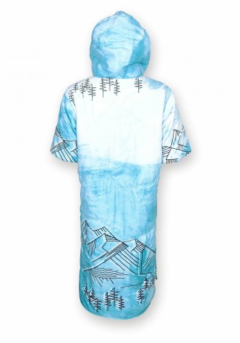 Dlouhá vesta prošívaná - Kopce - modrá - Varianta: Bez kapuce, Velikost: XXL